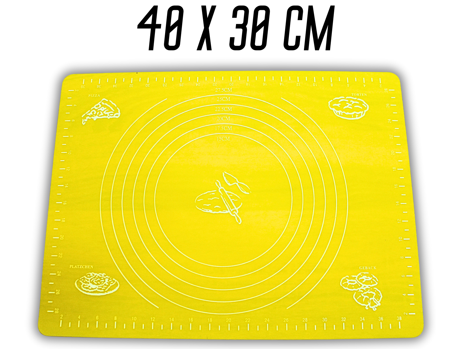 Коврик для теста силиконовый с разметкой 40х30 см Желтый