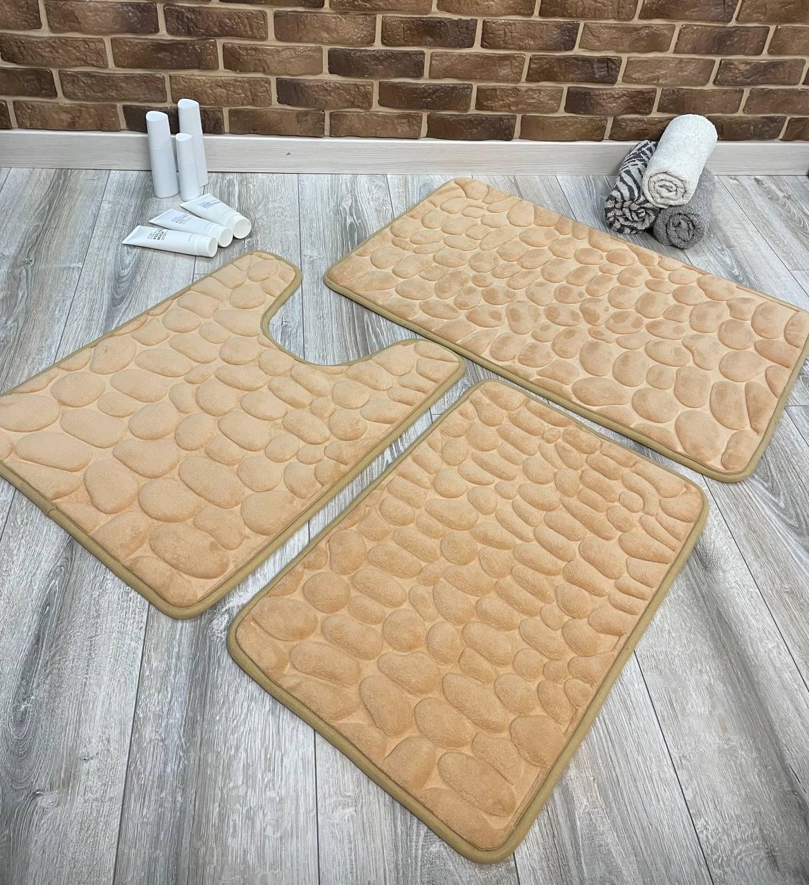 Набор ковриков в ванную и туалет Stone Premium Memory Foam 3в1 80х50/60х40/60х50 см Оранжевый (NK3S0008) - фото 7 Набор ковриков в ванную и туалет Stone Premium Memory Foam 3в1 80х50/60х40/60х50 см Оранжевый (NK3S0008) - фото 7