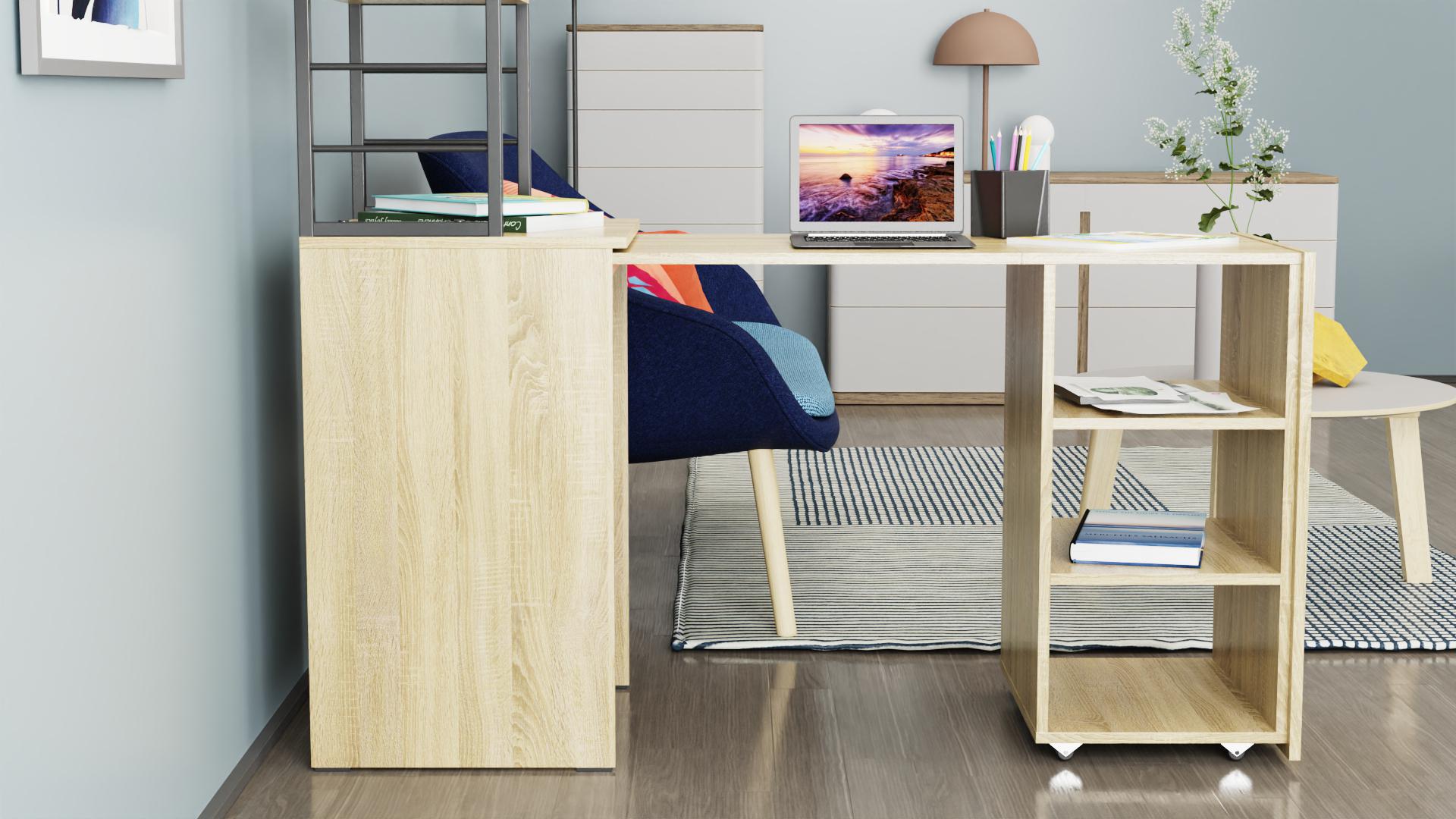 Стіл-тумба трансформер Ferrum-decor Смарт 4/1 з етажеркою метал/ДСП 16 мм 1430x1450x500 мм Чорний/Дуб Сонома (FRD-105126) - фото 6 Стіл-тумба трансформер Ferrum-decor Смарт 4/1 з етажеркою метал/ДСП 16 мм 1430x1450x500 мм Чорний/Дуб Сонома (FRD-105126) - фото 6