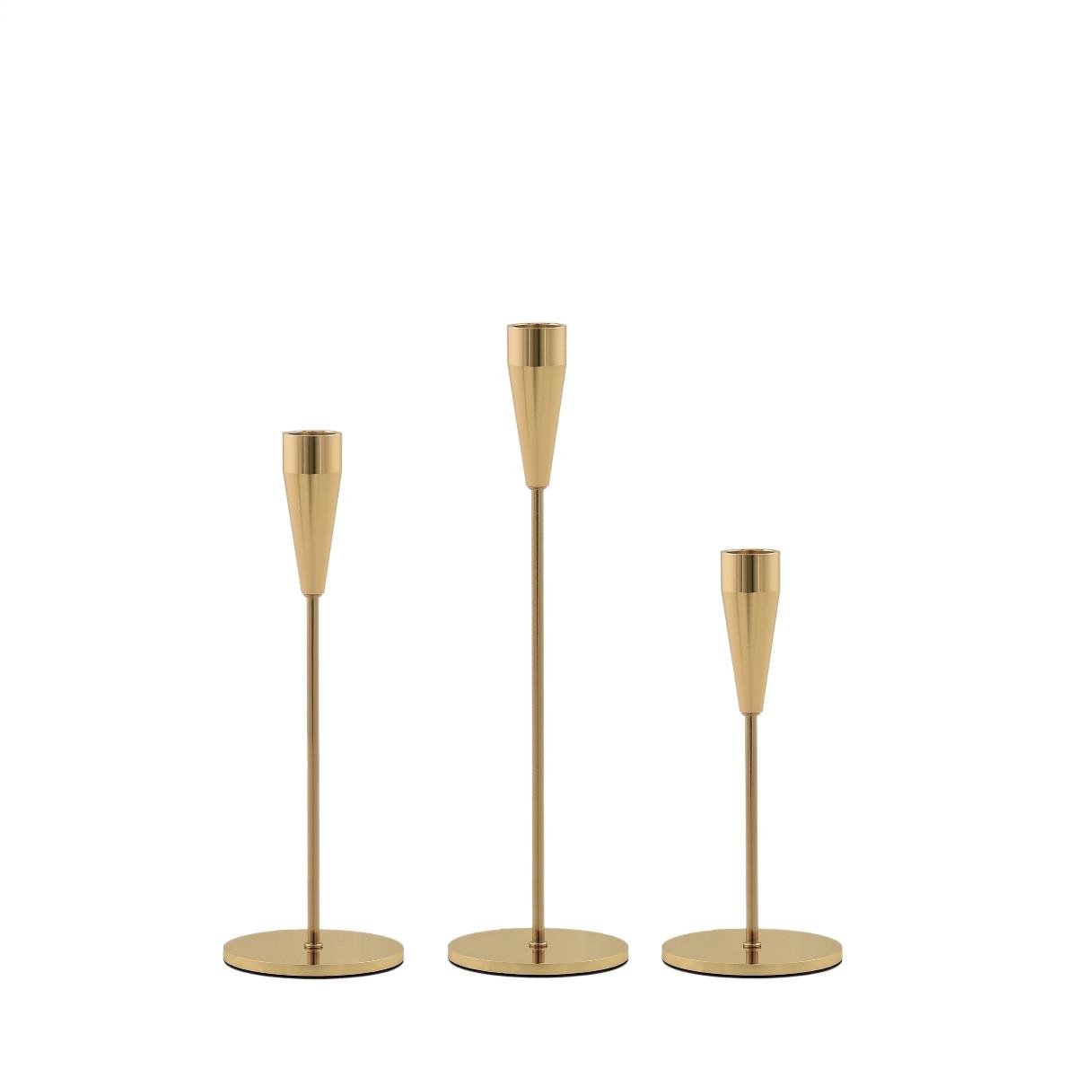 Підсвічник святковий Remy-Decor Artdeco металевий для тонкої свічки 27 см Золотий - фото 3