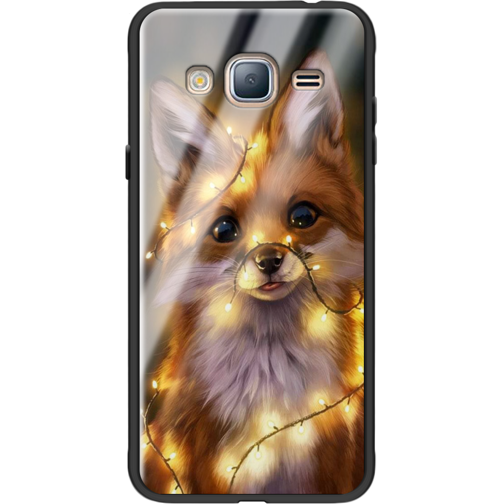 Чехол BoxFace Samsung J320 Galaxy J3 Рождественская лиса Черный силикон со стеклом (24962-up2399-37742)