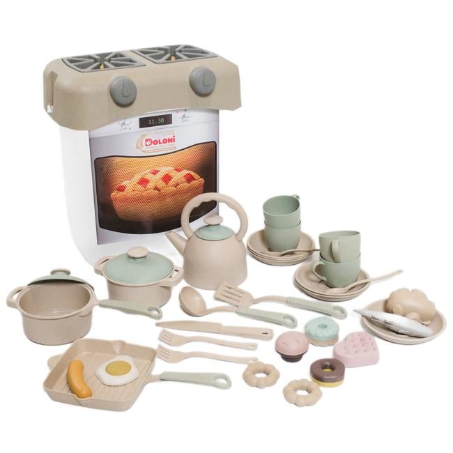 Кухня дитяча Doloni ECO з набором посуду з пластику 28,3x20x31,5 см Бежево-білий (150-98-01480/02eco)