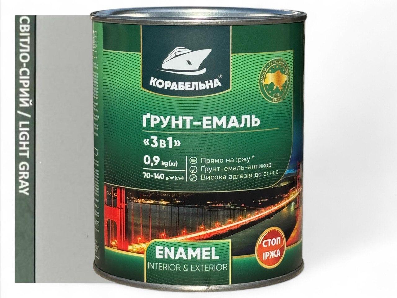 Грунт-эмаль 3в1 Корабельна 0,9 кг Светло-серый (23812683)