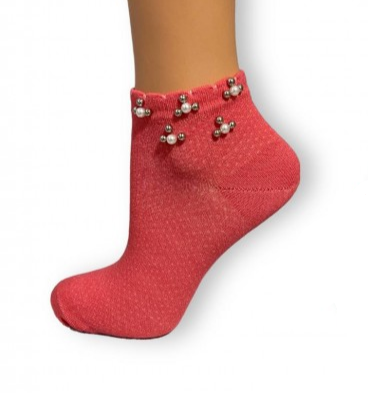 Шкарпетки жіночі Roff з намистинами мікро модал Рожевий (25765)