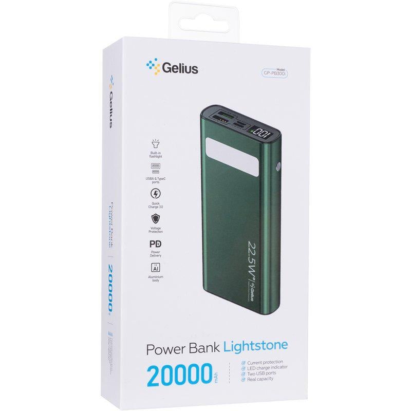 Повербанк Gelius Lightstone GP-PB300i 20000 mAh QC+PD 22,5W Green (99033) - фото 10 Повербанк Gelius Lightstone GP-PB300i 20000 mAh QC+PD 22,5W Green (99033) - фото 10
