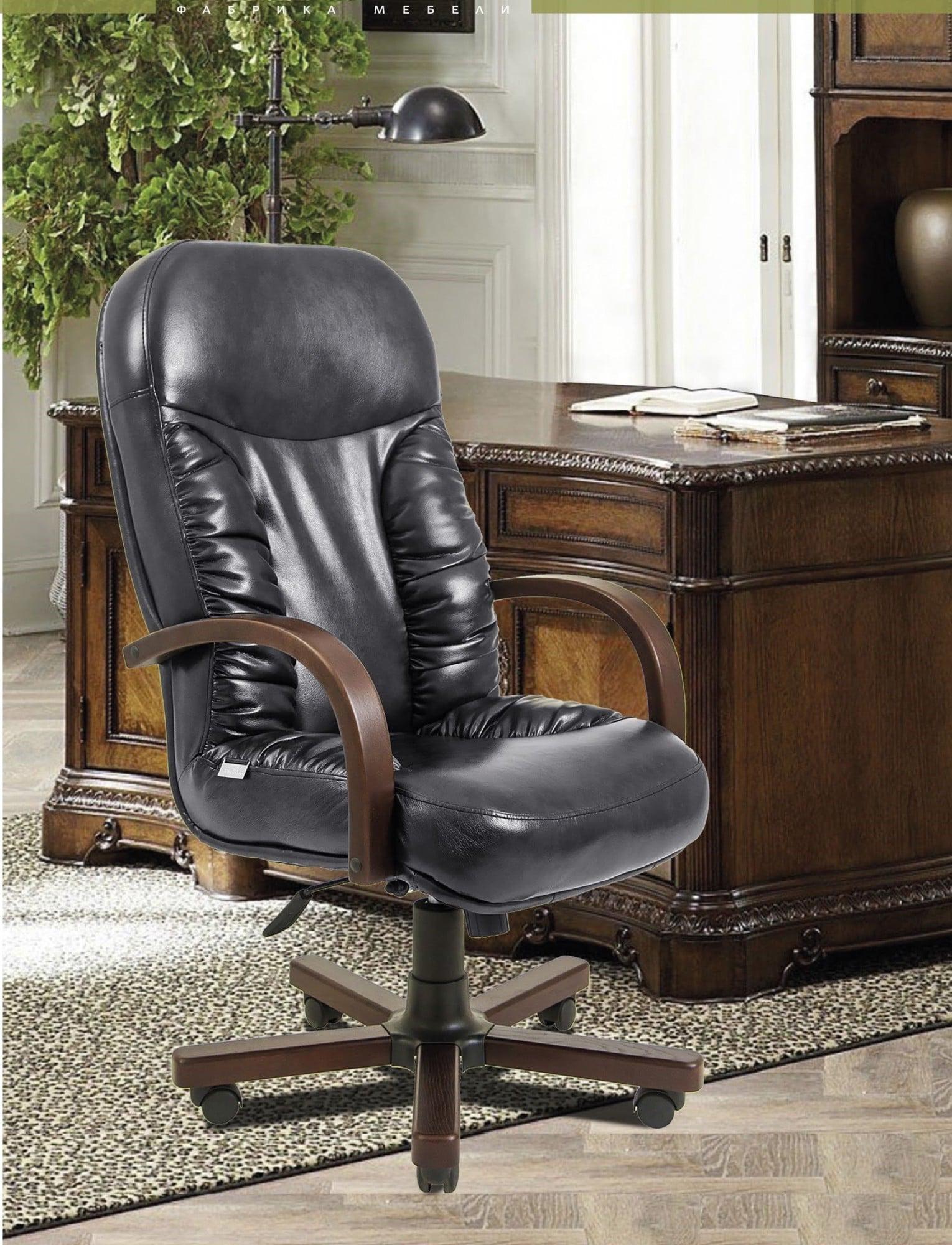Офисное кресло руководителя Richman Bufford кожа Комбо Люкс Wood М2 AnyFix Черный (605c9a14dfe672141c109287)