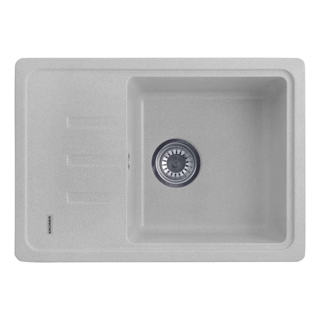Мийка для кухні врізна Kroner KRP Komposit GRA 6243 прямокутна 620х430 мм Сірий (CV031061)
