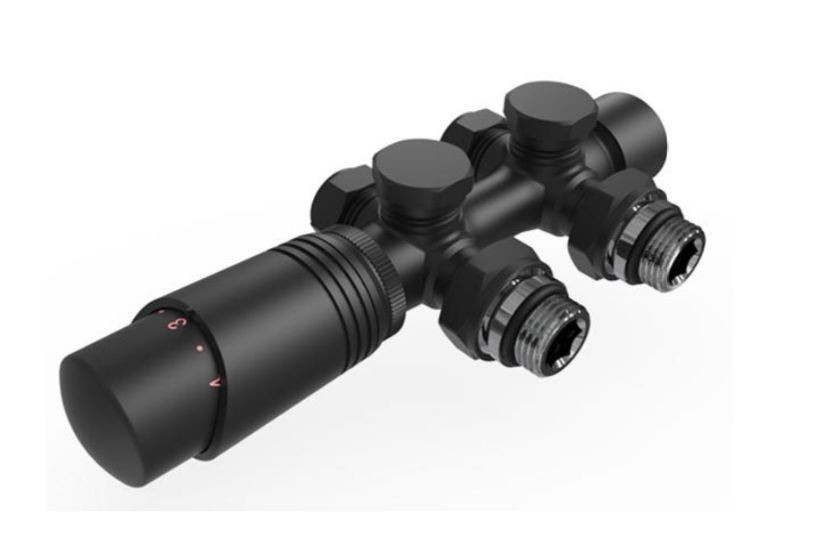 Термостатический комплект ARTTIDESIGN 50 мм №4 Бинокль универсальный Черный матовый (AD-КРАН№4Ч)