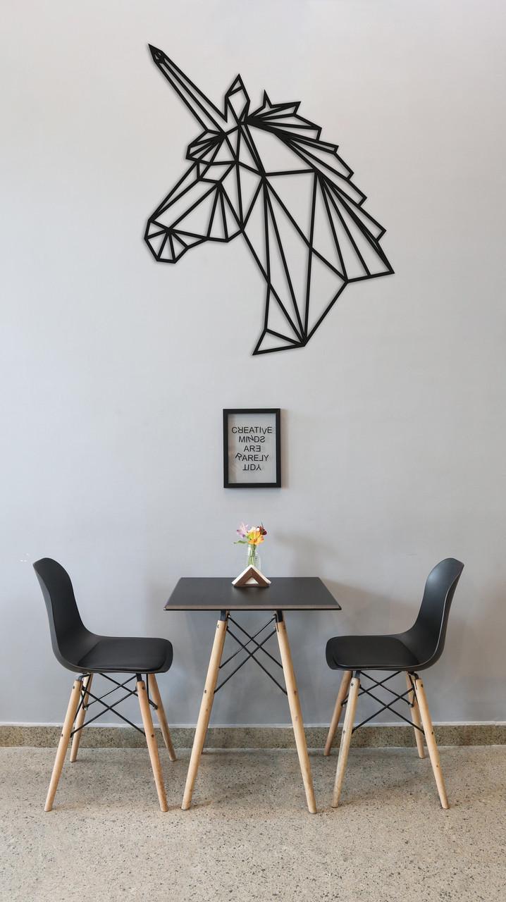 Настенный декор в стиле минимализм деревянное панно Decart Unicorn на кухню гостиную и спальню 60х75 см