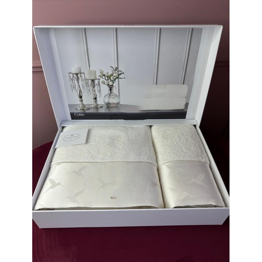 Набор полотенец Tivolyo Home Colibri k.beyaz махра 50x100/75x150 см (2000022283987)
