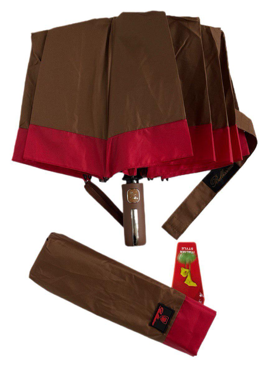 Парасолька автоматична жіноча Bellissimo 12 спиць 6 сегментів Шоколадний з червоною облямівкою (654/5) - фото 3