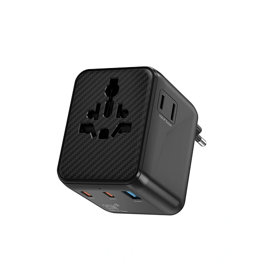 Адаптер для розеток WIWU Wi-UA011 25W Warrior GaN Universal Adapter 2xType-C 1xUSB Black (6977703656626)