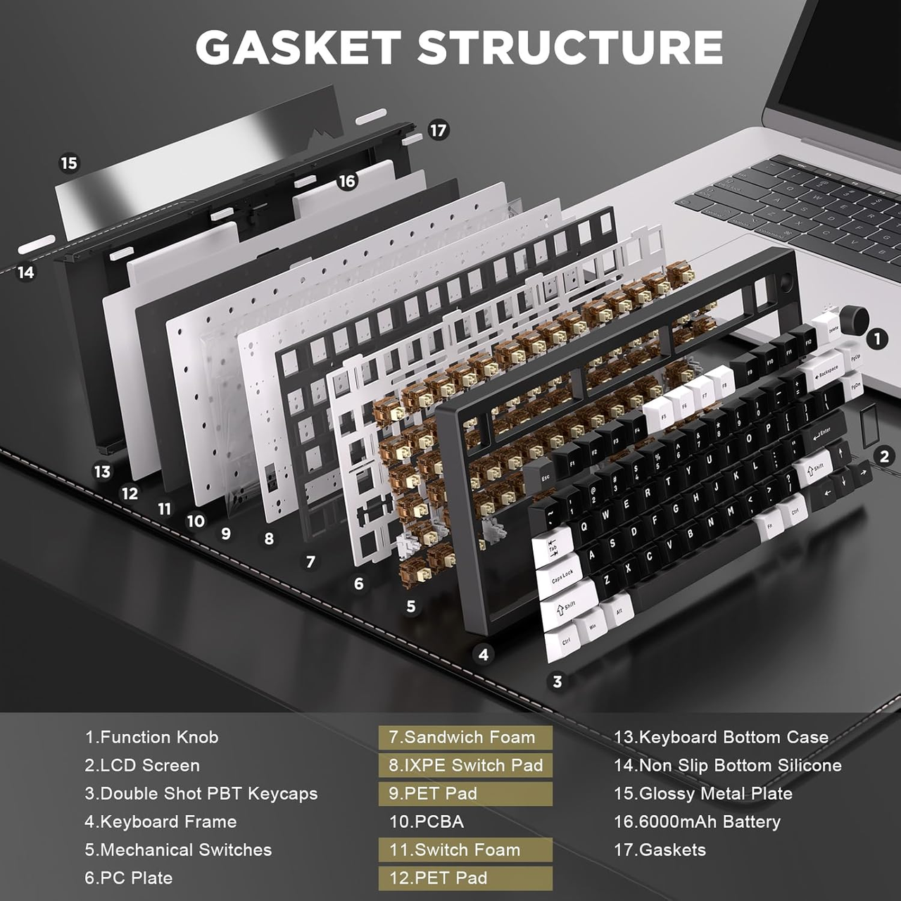 Клавіатура бездротова YUNZII AL80 QMK/VIA Aluminum Cocoa Cream V2 Switch Black (2000209) - фото 8 Клавіатура бездротова YUNZII AL80 QMK/VIA Aluminum Cocoa Cream V2 Switch Black (2000209) - фото 8