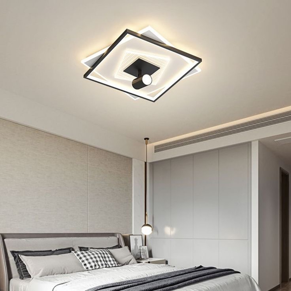 Люстра потолочная LED пульт Черно-белый (MJ51-500х500 BK+WT)