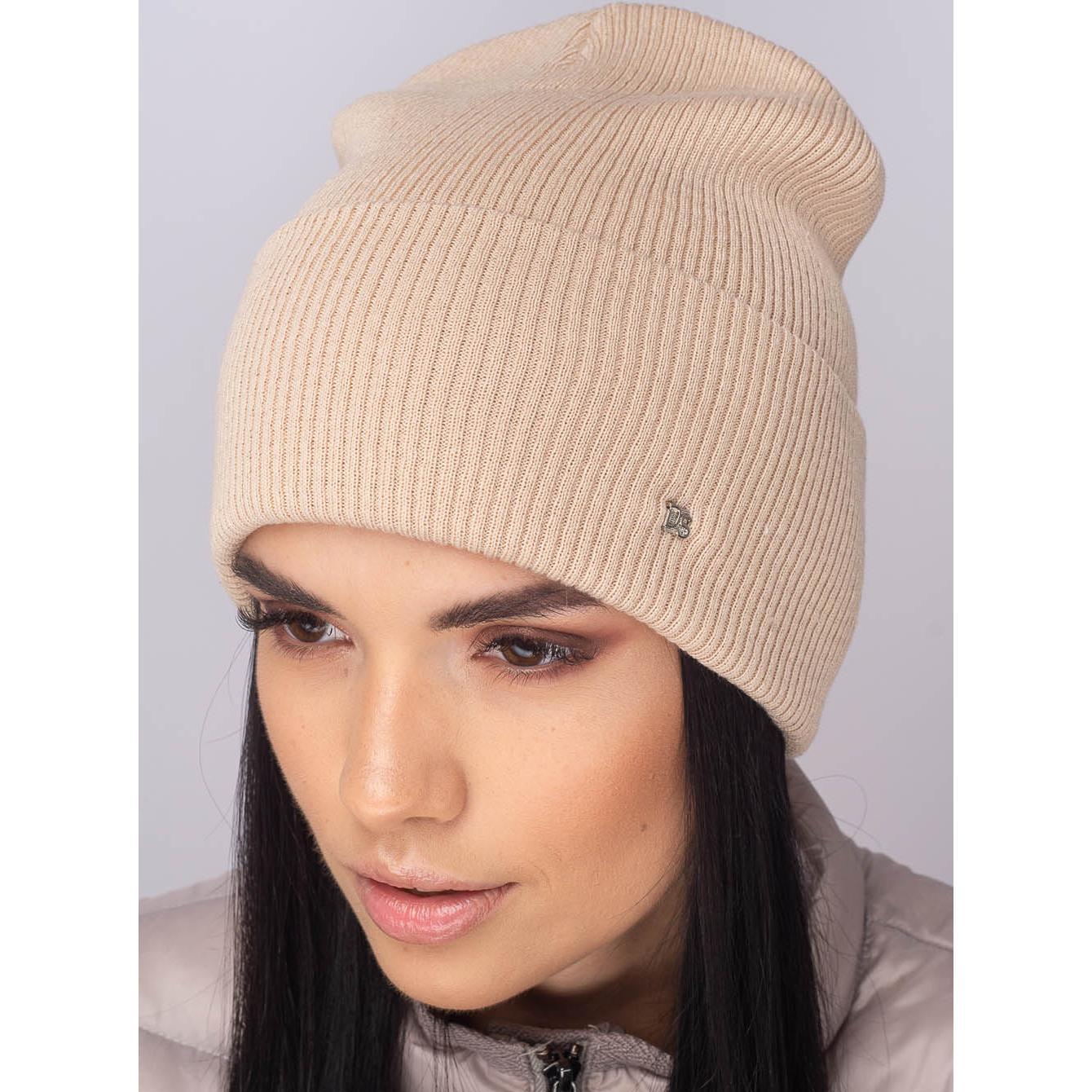 Шапка женская хлопковая Leks Мега one size Карамель