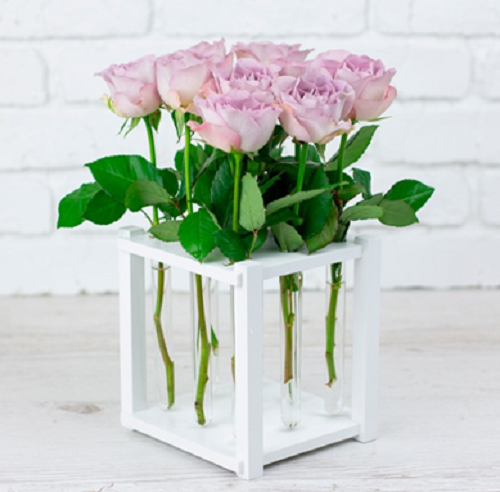 Ваза з 9 пробірками Креатив з натуральної деревини 160х160х170 мм 9 шт. Білий (26529908)