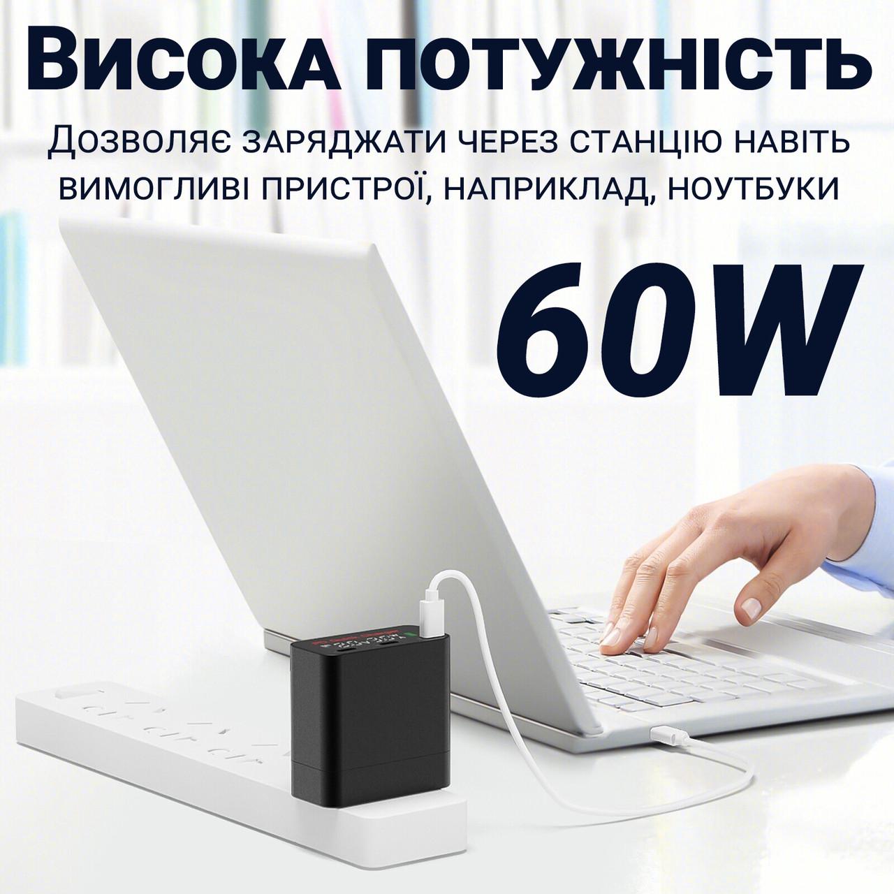 Пристрій зарядний мережевий Addap WLX-X8 на 3 Type-C роз'єми зі швидкою зарядкою 60 W - фото 6