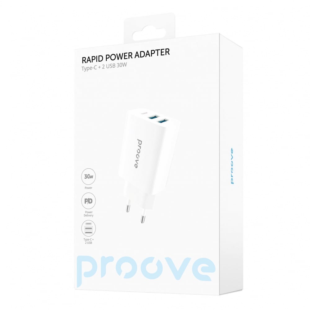 Зарядний пристрій Proove Rapid 30 W 2 USB Type-C White 2 USB Type-C White - фото 2