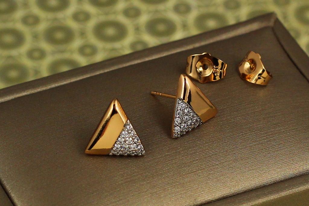 Серьги гвоздики Xuping Jewelry Треугольники с родием 11 мм Золотистый (2476127518)
