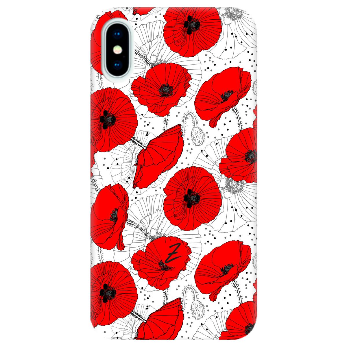 Силіконовий чохол Zorrov для Apple iPhone X - Red flower (10290050153033607)