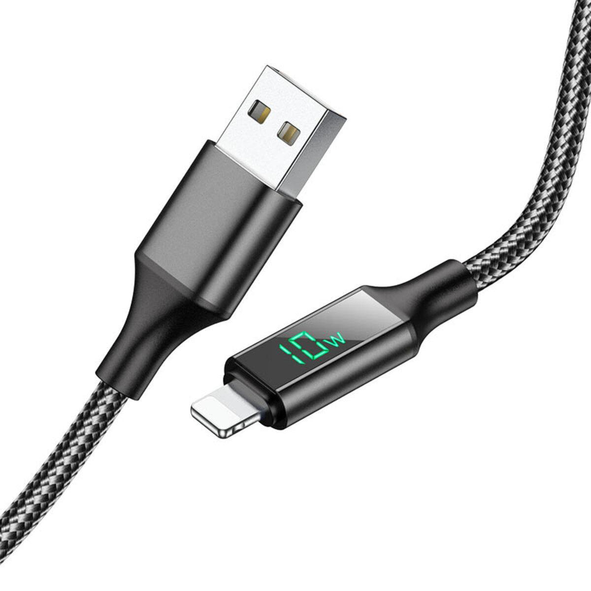 Кабель Borofone BU32 USB to Lightning 2.4A 1,2 м Digital display Black (BU32LB)