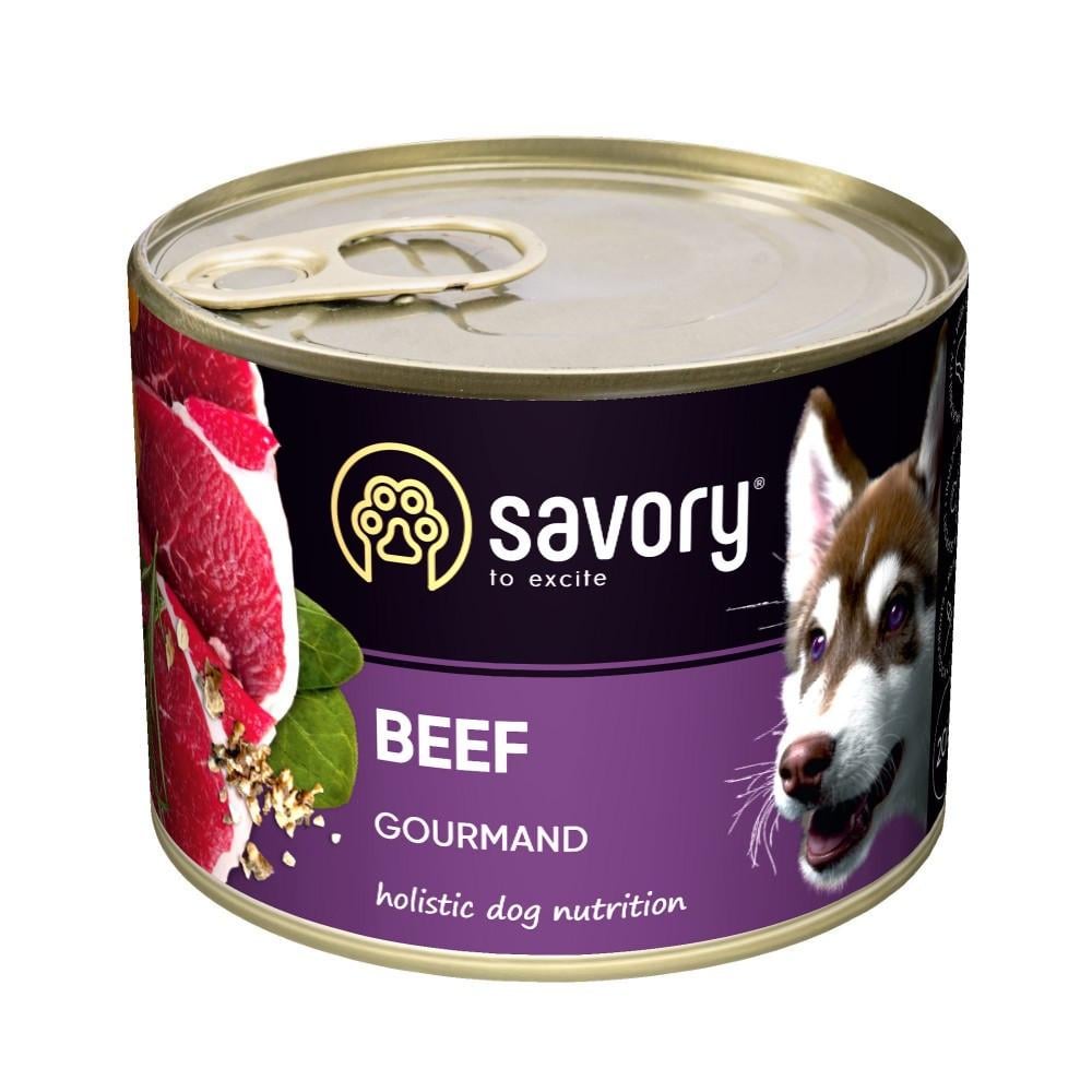 Корм влажный Savory Dog Gourmand Beef паштет для взрослых собак всех пород с говядиной 200 г (4820232630891)
