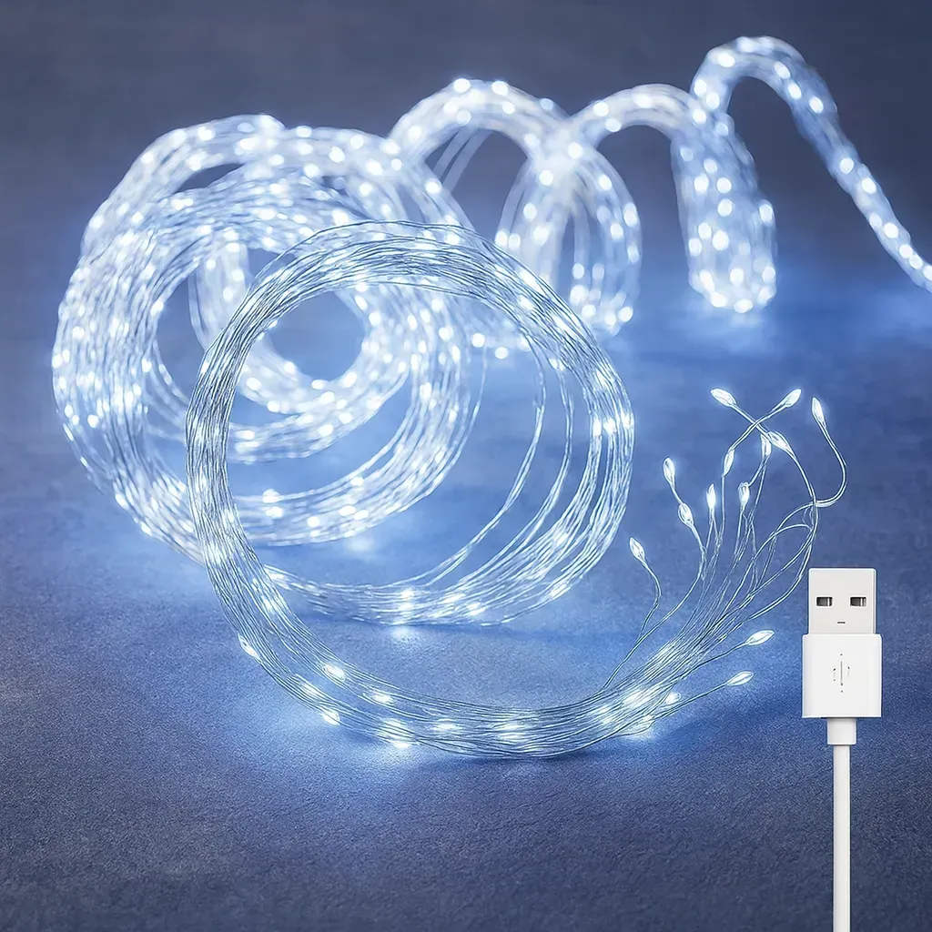 Гирлянда Конский хвост от USB 2 м 20 нитей 200 LED Белый (30874569)