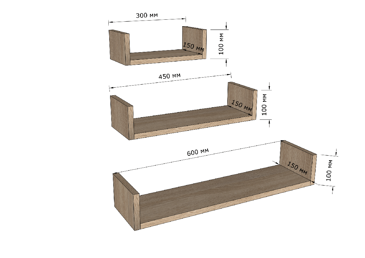 Комплект полок навесных GT-37 600х150х100 мм Белый - фото 3 Комплект полок навесных GT-37 600х150х100 мм Белый - фото 3