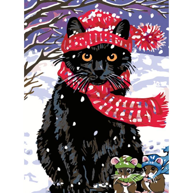 Картина по номерам Strateg Кот 30x40 см (Str-SS6840)