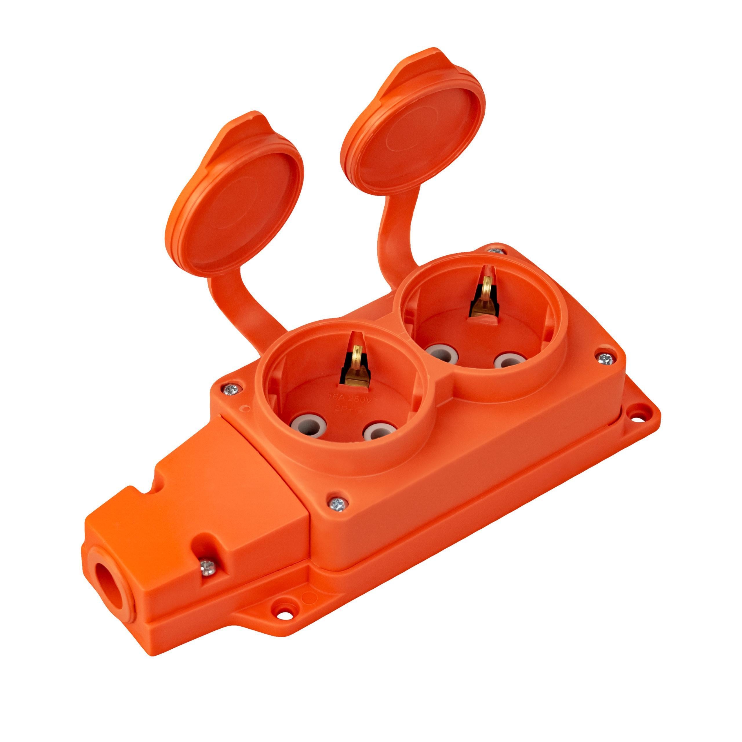 Колодка подвійна каучукова HOROZ ELECTRIC 16A 250V Помаранчевий (221-000-201)