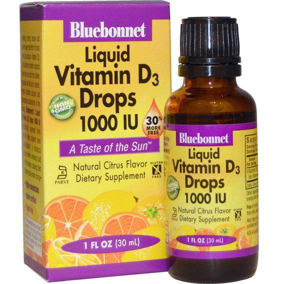 Вітамін D Bluebonnet Nutrition Liquid Vitamin D3 1000IU 30 мл Natural Citrus Flavor