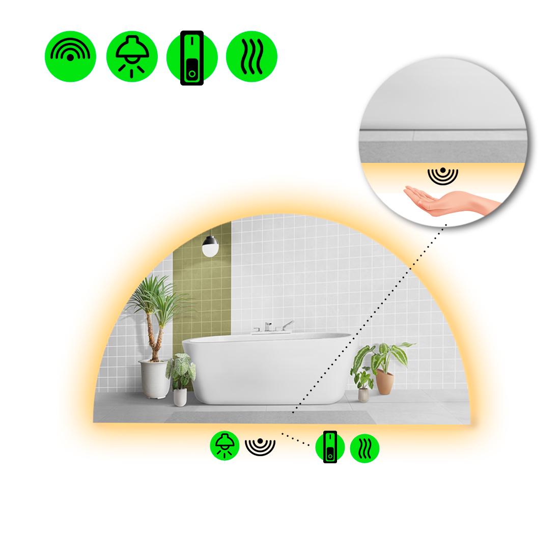 Зеркало с LED подсветкой Cerhio 2 с ИК включателем и подогревом 90x45 см (8737034)