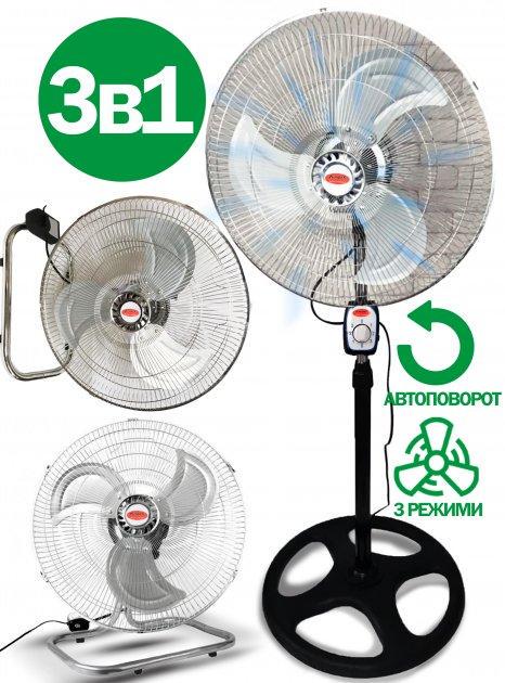 Вентилятор Rainberg 3в1 с 3 скоростями Черно-серебристый (RB-1801) - фото 2 Вентилятор Rainberg 3в1 с 3 скоростями Черно-серебристый (RB-1801) - фото 2