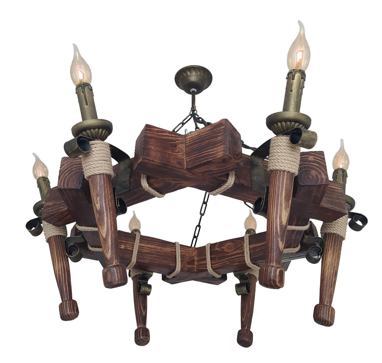 Люстра подвесная деревянная свечи Lighthouse LPR-20110/6P Коричневый/Бронзовый (112210)