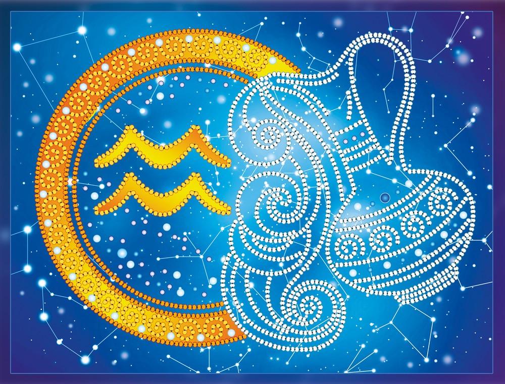 Вышивка бисером Знаки зодиака Водолей частичная выкладка 20х15 см (1657077455)