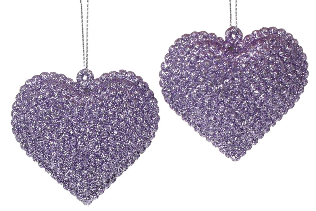Набор новогодних подвесок BonaDi Сердце 2 шт. Нежно-лиловый (113-854)