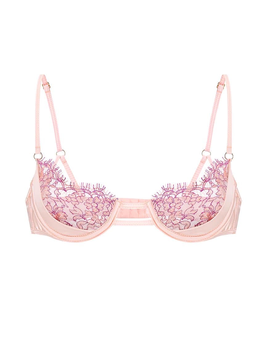 Бюстгальтер балконет із шовку та мережива жіночий PEACH PEACH LINGERIE персиковий 70A