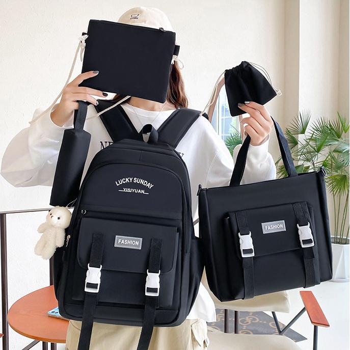 Рюкзак шкільний LUCKY SUNDAY 5в1 підлітковий для дівчинки 5-11 клас сумка-шоппер/клатч/пенал Чорний (28109509) - фото 2 Рюкзак шкільний LUCKY SUNDAY 5в1 підлітковий для дівчинки 5-11 клас сумка-шоппер/клатч/пенал Чорний (28109509) - фото 2