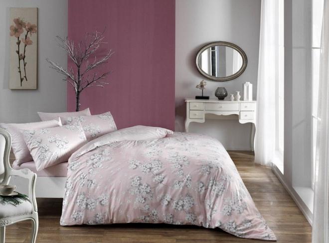 Постельное белье TАС Flora Pembe Сатин Евро Розовый