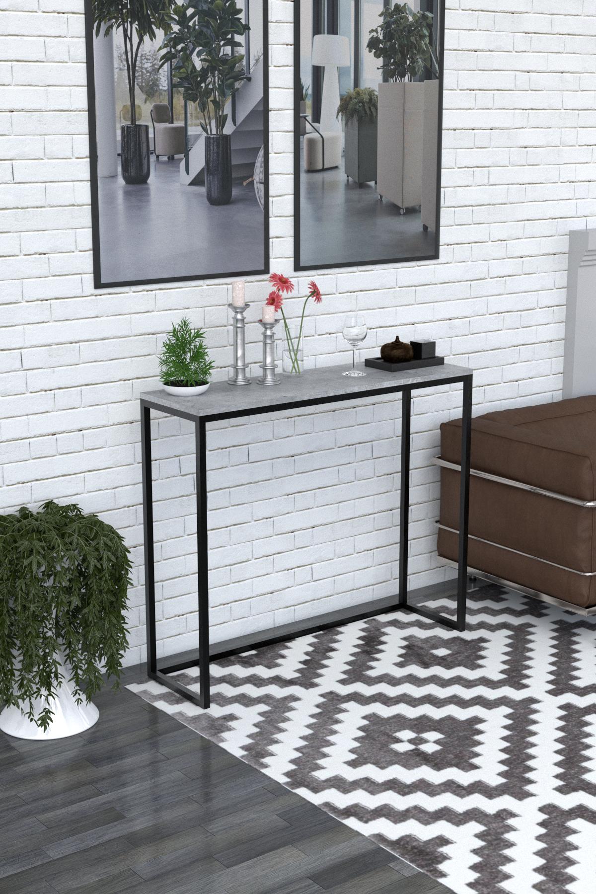 Столик консольный EcoLoft DSP-1157-10 в стиле лофт Бетон Миллениум (DSP-1157-10)