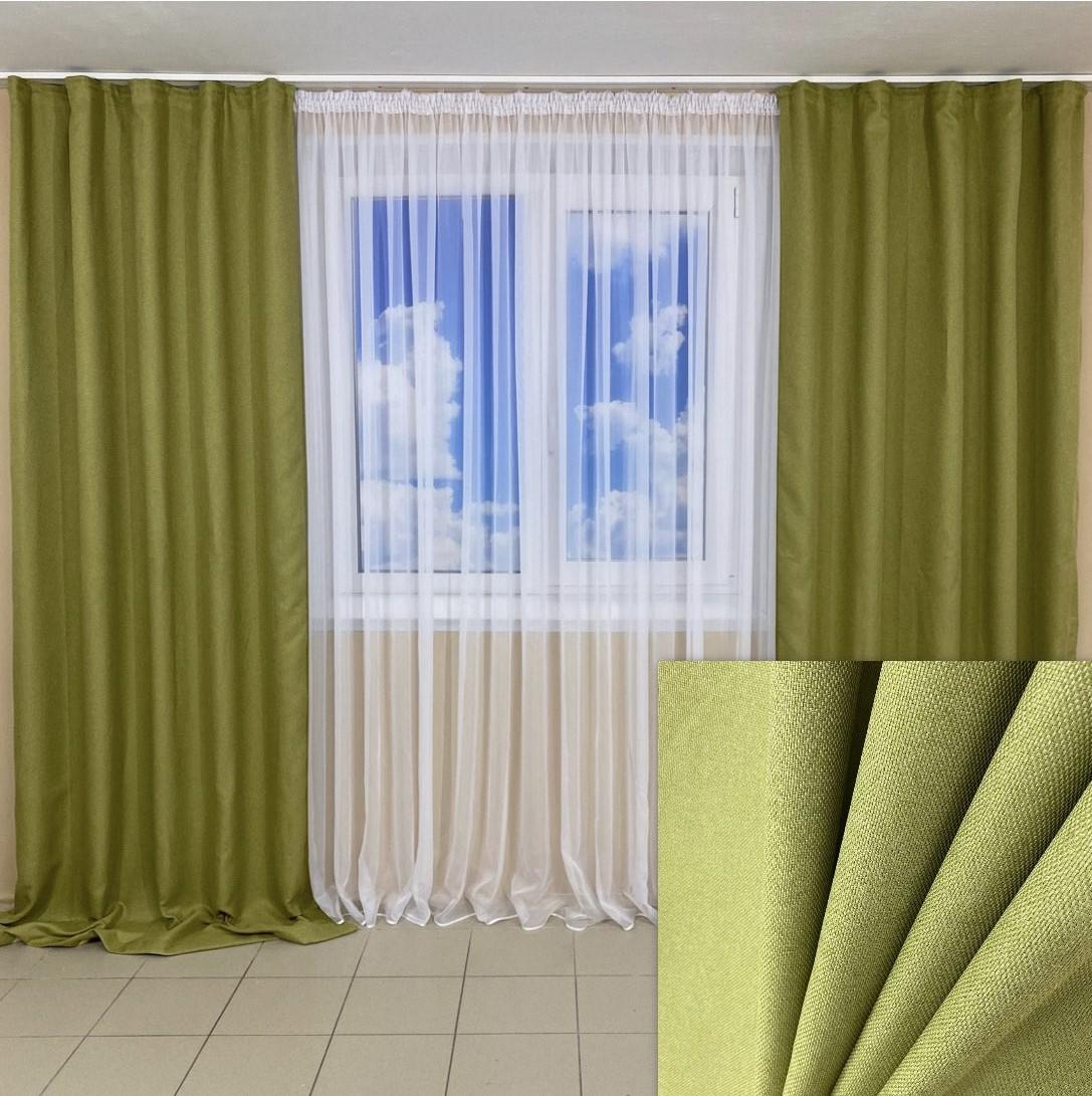 Шторы блэкаут Рогожка TG Home М5 2х1,50х2,70 м Салатовый (М5-15-1,5м) - фото 2