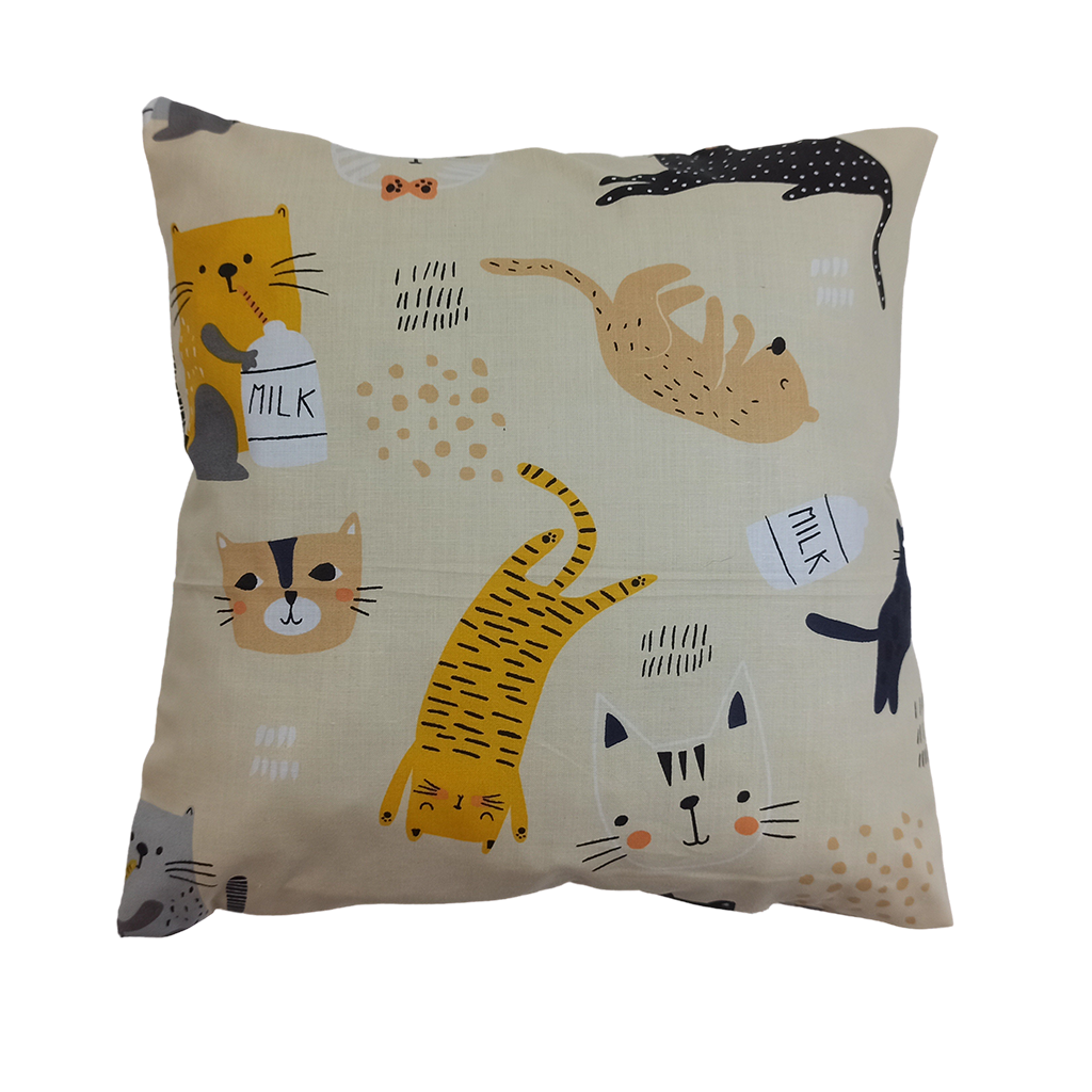 Наволочка Коты с молоком на бежевом 40х40 см хлопок (SH-4019-TXPWCO-UA-37)