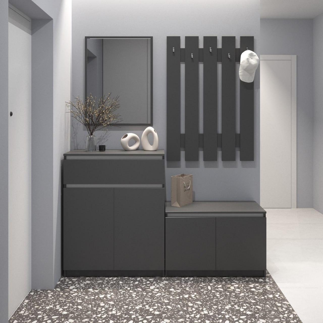 Прихожая VAYS комплект в прихожую 160х40х195 см Антрацит/Белый (30771810)