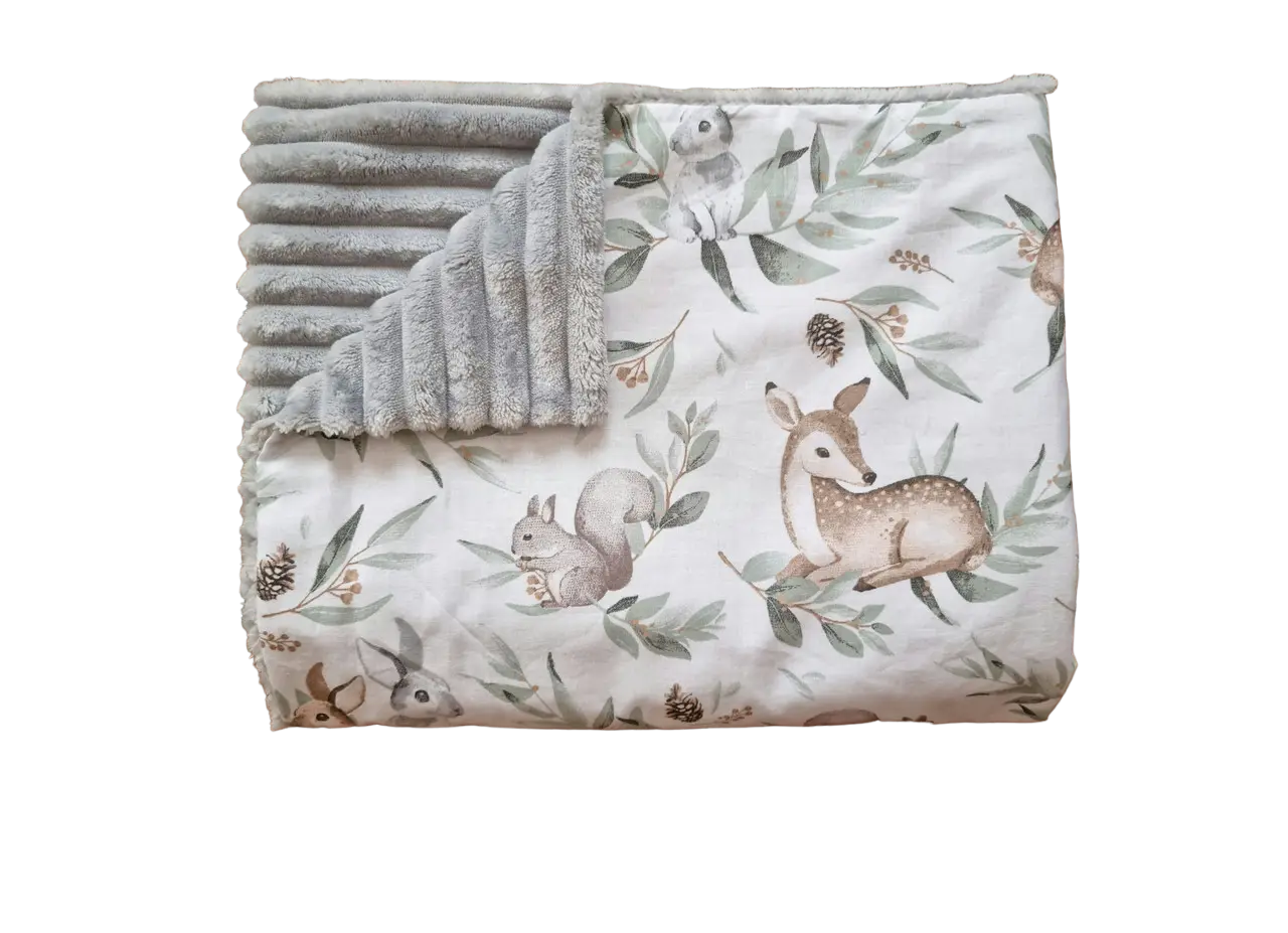 Плед детский BST для дома/прогулок/тележек/у кроватку хлопок/плюш Серый/Бежевый/Зеленый (1868993961)