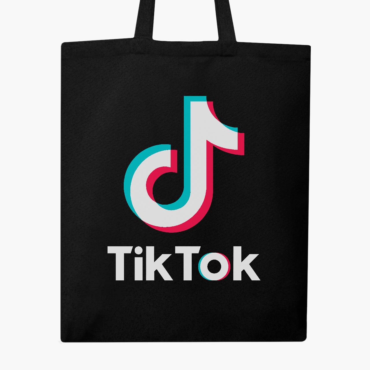 Еко сумка шоппер TikTok 41х35 см Чорний (9227-1389-BK) - фото 4