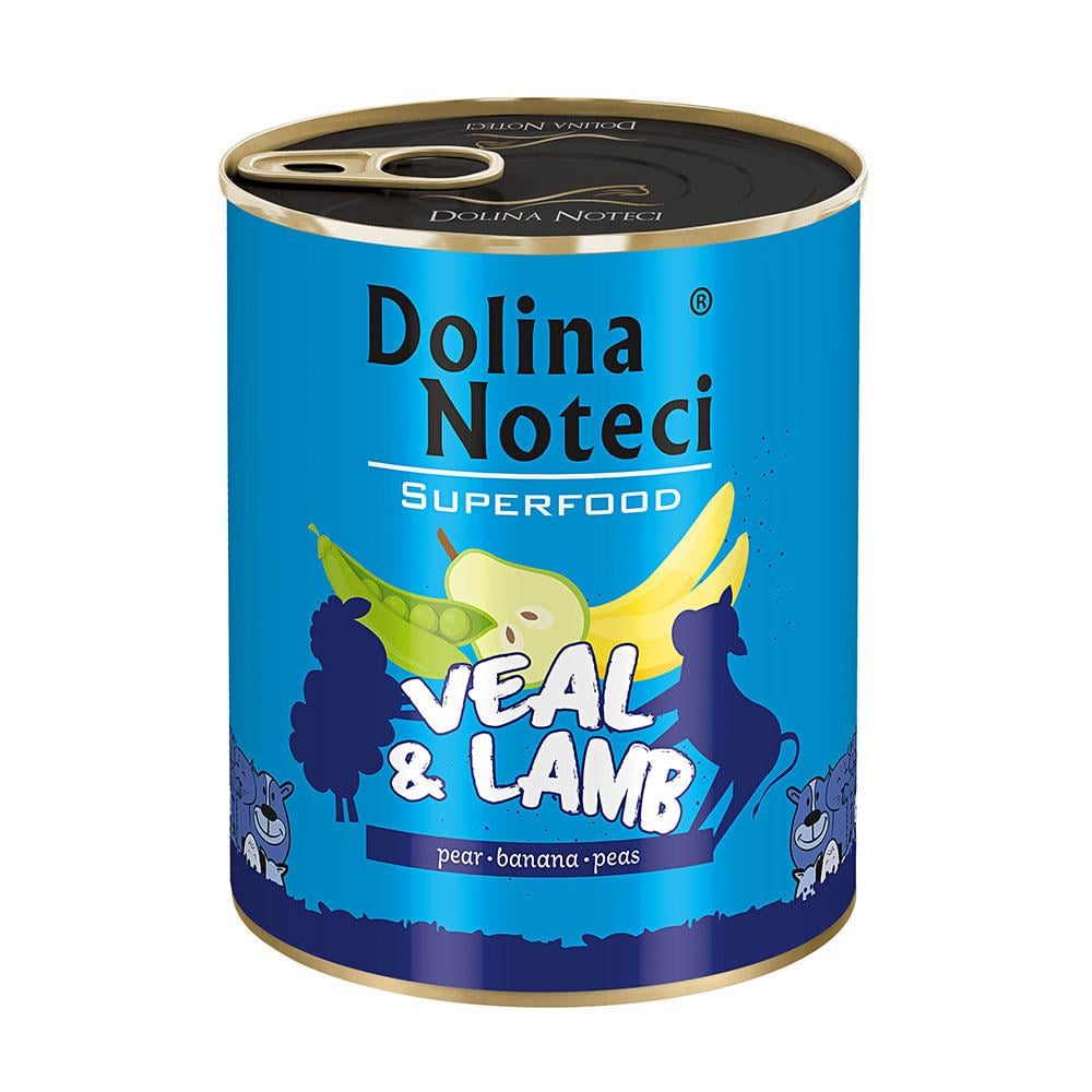 Блок влажного корма для собак всех пород Dolina Noteci Superfood с телятиной и ягненком 6 шт. 4,8 кг