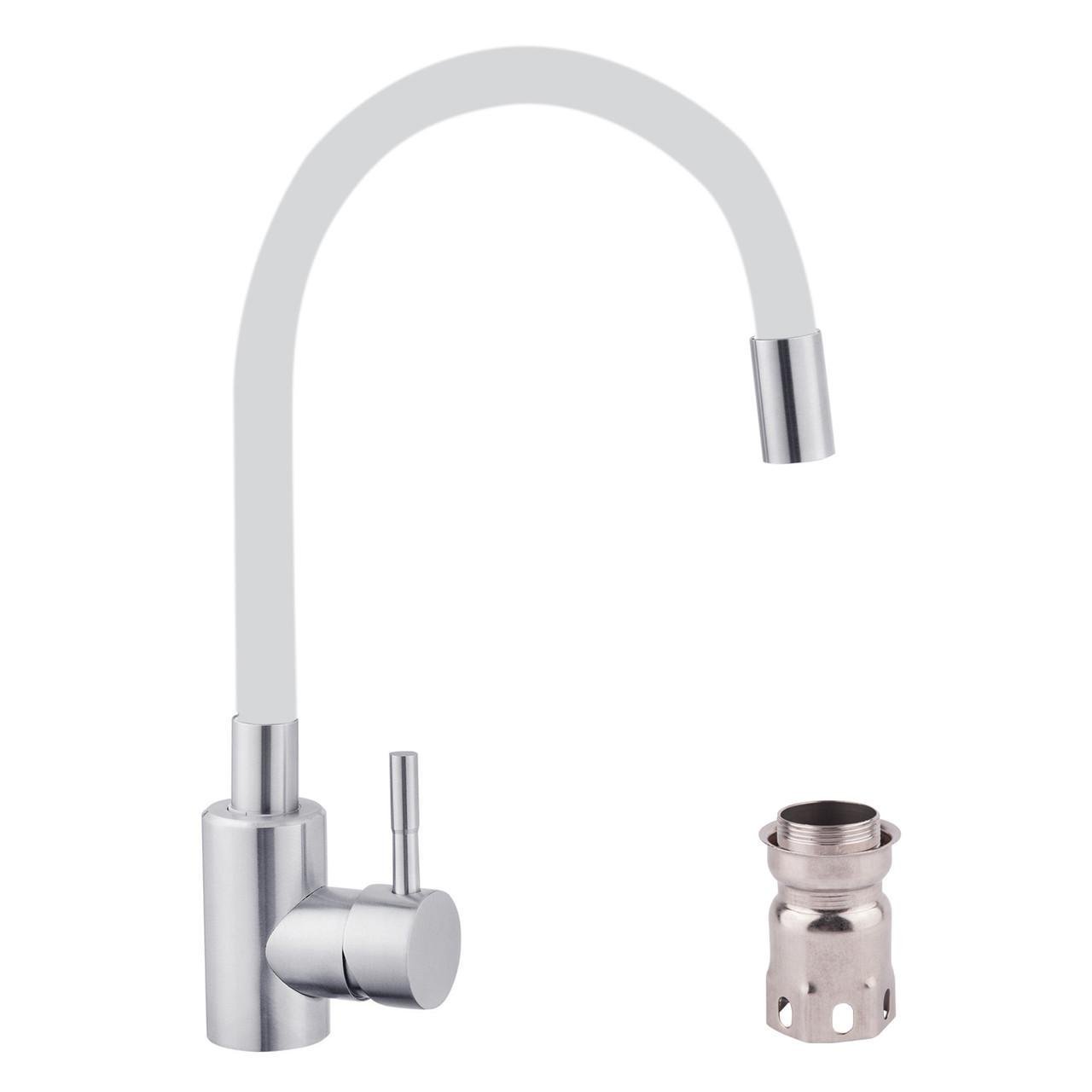 Смеситель с поворотным гибким гусаком для кухни с керамическим картриджем WAL GES7-J116WT