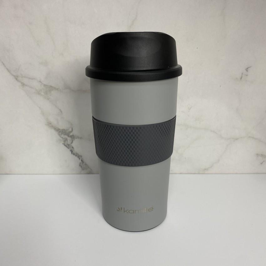Термочашка Kamile KM-2151А з TPR вставкою із нержавіючої сталі 480 мл Сірий (2028684418) - фото 2 Термочашка Kamile KM-2151А з TPR вставкою із нержавіючої сталі 480 мл Сірий (2028684418) - фото 2