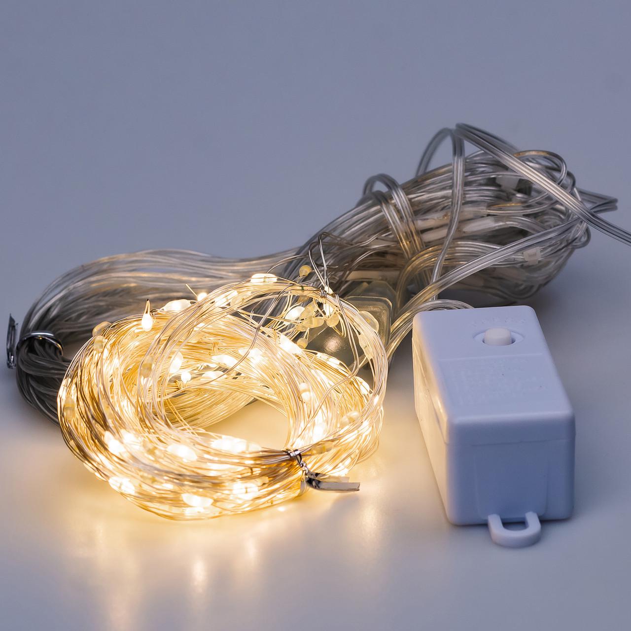 Гирлянда-штора светодиодная GarlandoPro 200LED Роса 8 режимов 10 нитей 3х3 м Желтый