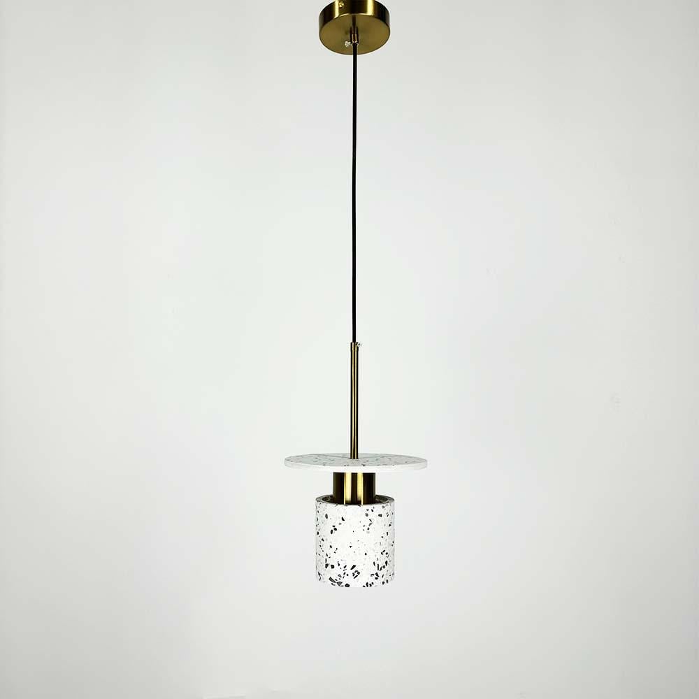 Подвес Line.F MJ 162-200 WT Terrazzo Cylinder с белым бетонным плафоном в стиле Ар-деко 20 см (3180_6417)